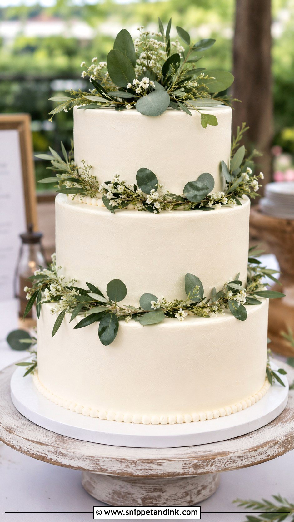 Three Layer Wedding Cake With Greenery - Snippet and Ink - 20 Three Layer Cake Design Ideas for Wedding