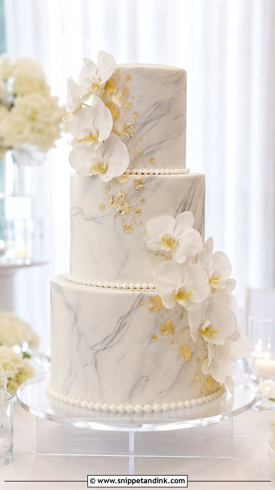 Three Layer Wedding Cake With Marble Fondant - Snippet and Ink - 20 Three Layer Cake Design Ideas for Wedding