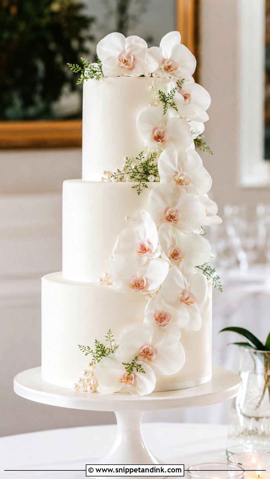 Three Layer Wedding Cake With Orchids - Snippet and Ink - 20 Three Layer Cake Design Ideas for Wedding