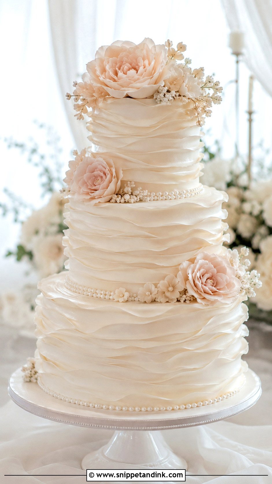 Three Layer Wedding Cake With Ruffles - Snippet and Ink - 20 Three Layer Cake Design Ideas for Wedding