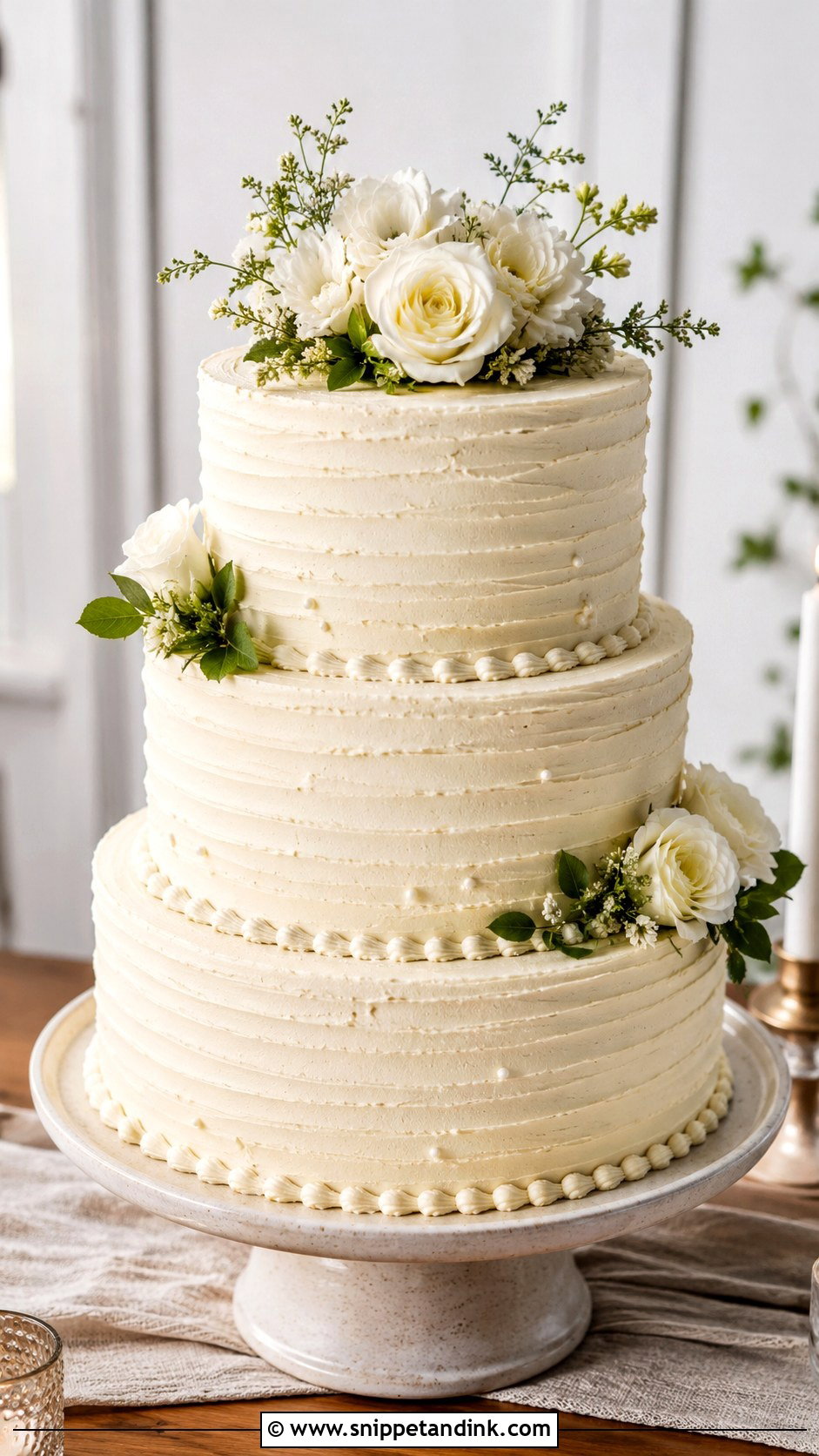 Three Layer Wedding Cake With Textured Buttercream - Snippet and Ink - 20 Three Layer Cake Design Ideas for Wedding