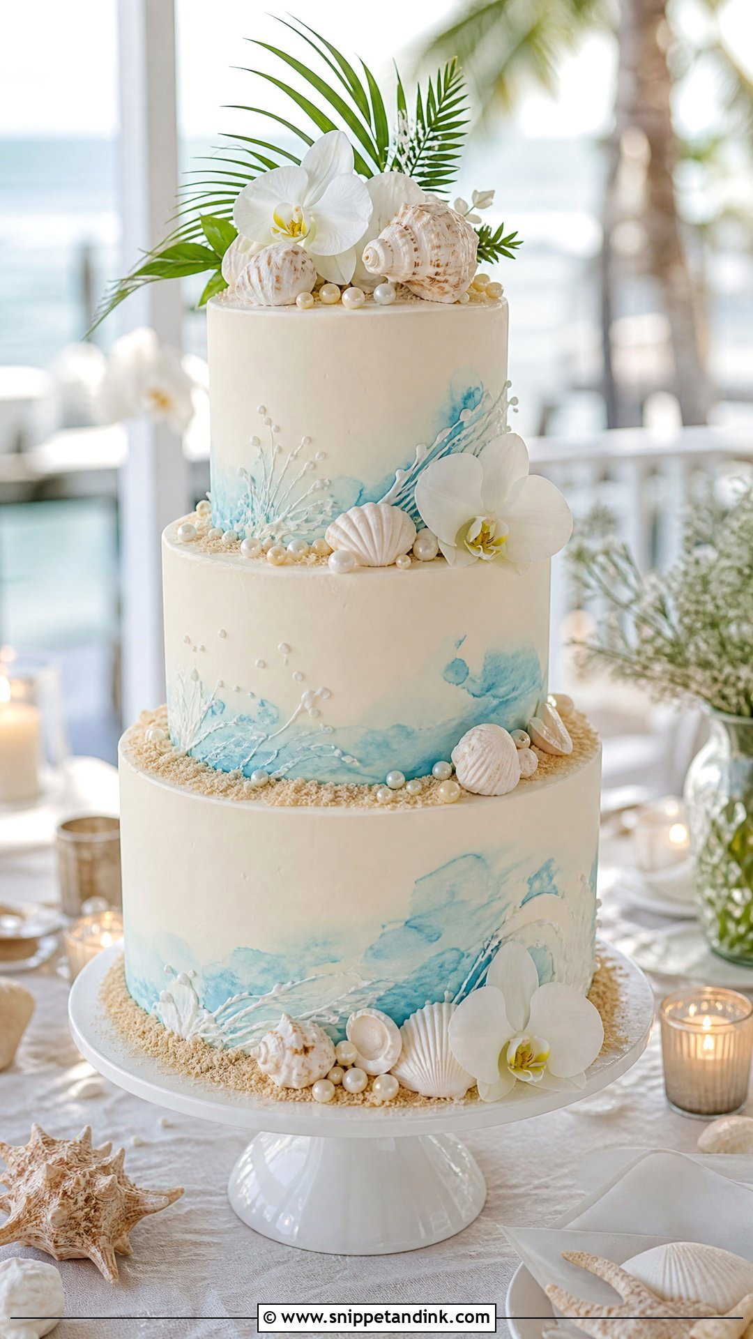 Three Tier Beach Wedding Cake - Snippet and Ink - 30 Beach Cake Ideas for Wedding