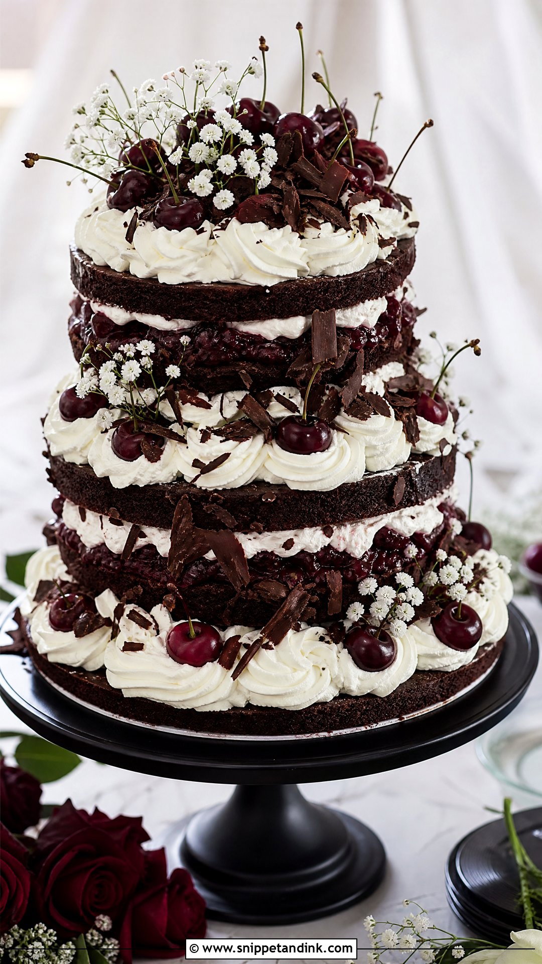 Three Tier Black Forest Torte Wedding Cake - Snippet and Ink - 20 Tier Torte Ideas for Wedding