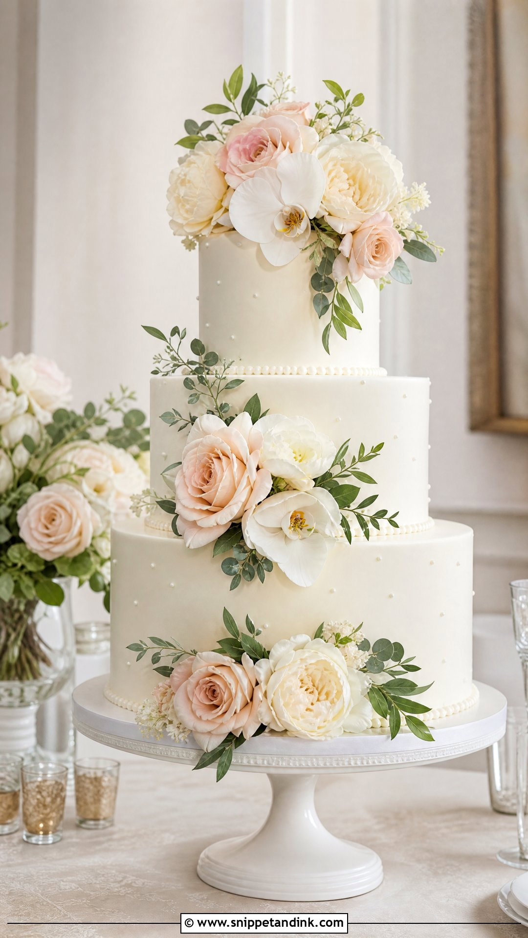 Three Tier Bouquet Wedding Cake - Snippet and Ink - 30 Cake Bouquet Ideas for Wedding