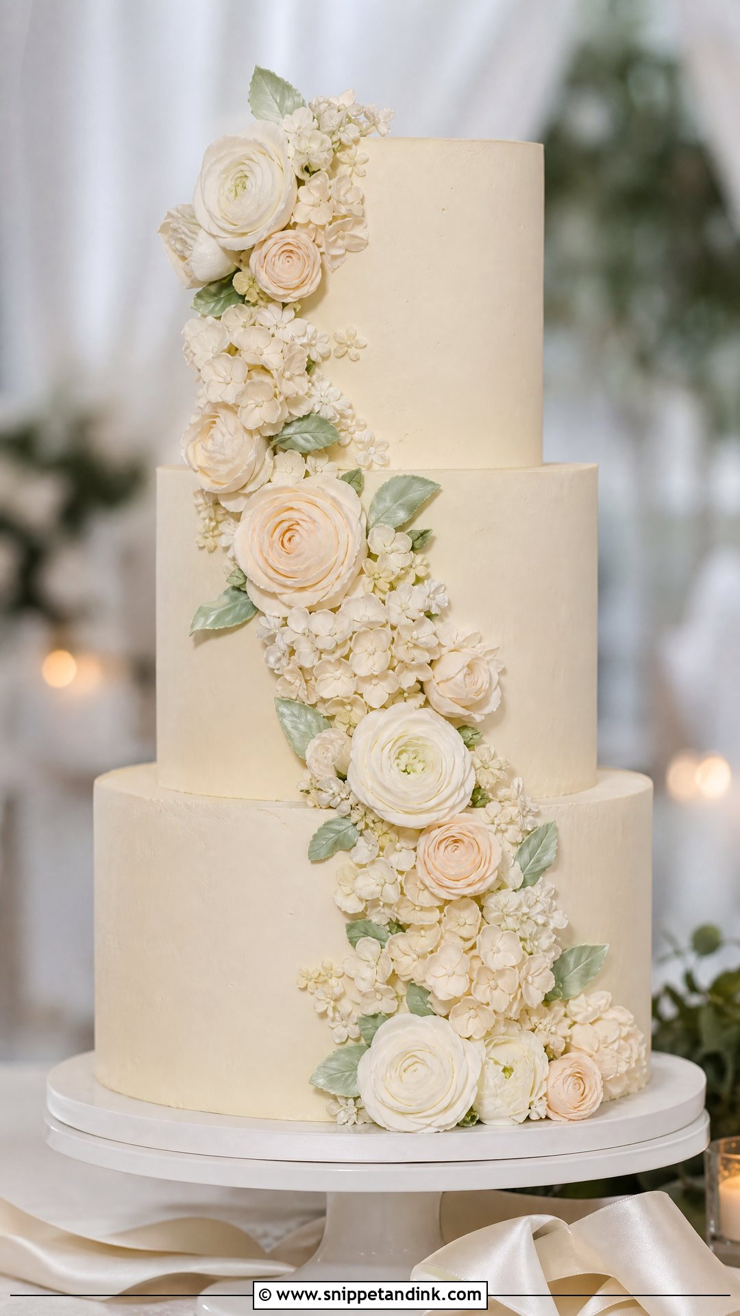 Three Tier Buttercream Flower Wedding Cake - Snippet and Ink - 25 Buttercream Flower Cake Ideas for Wedding