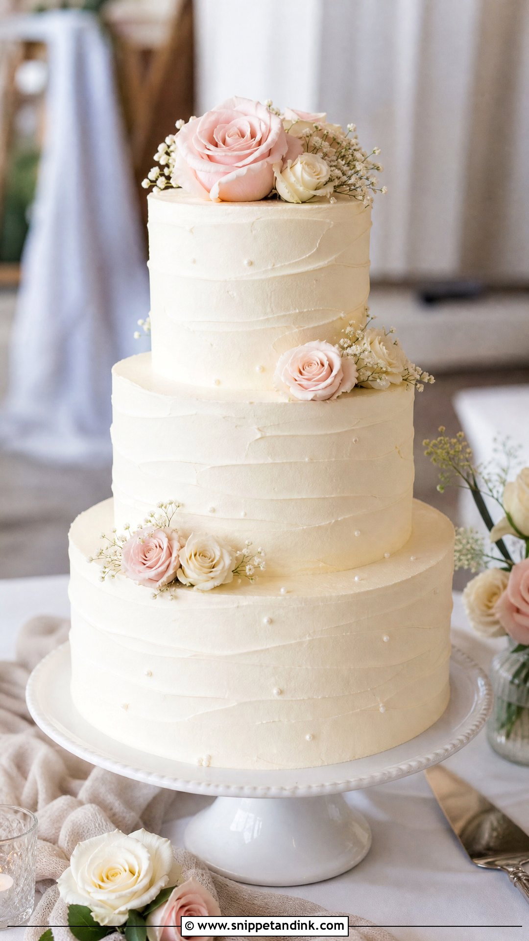 Three Tier Buttercream Wedding Cake - Snippet and Ink - 20 Three Tier Wedding Cake Ideas