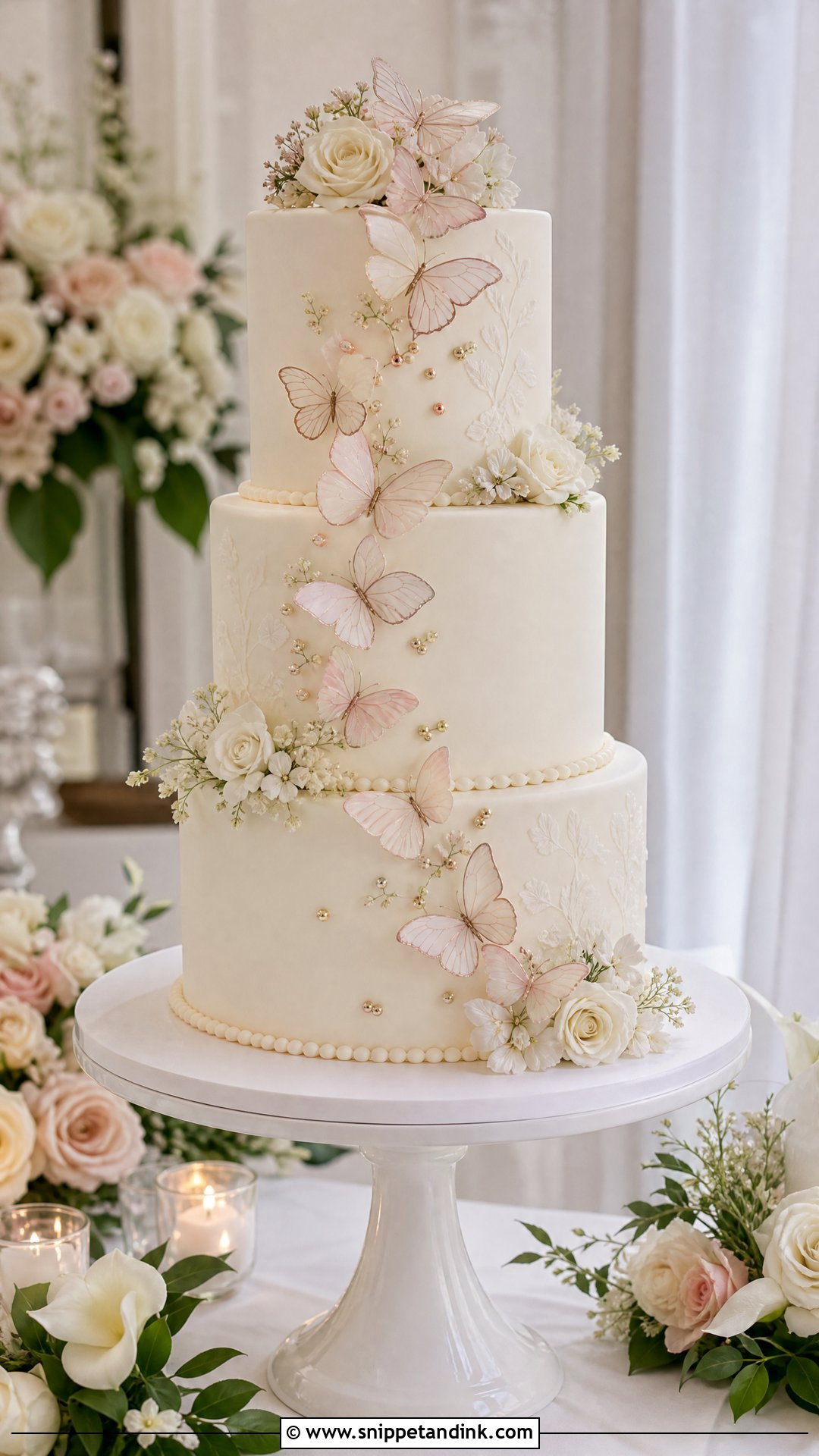 Three Tier Butterfly Wedding Cake - Snippet and Ink - 25 Butterfly Cake Design Ideas for Wedding