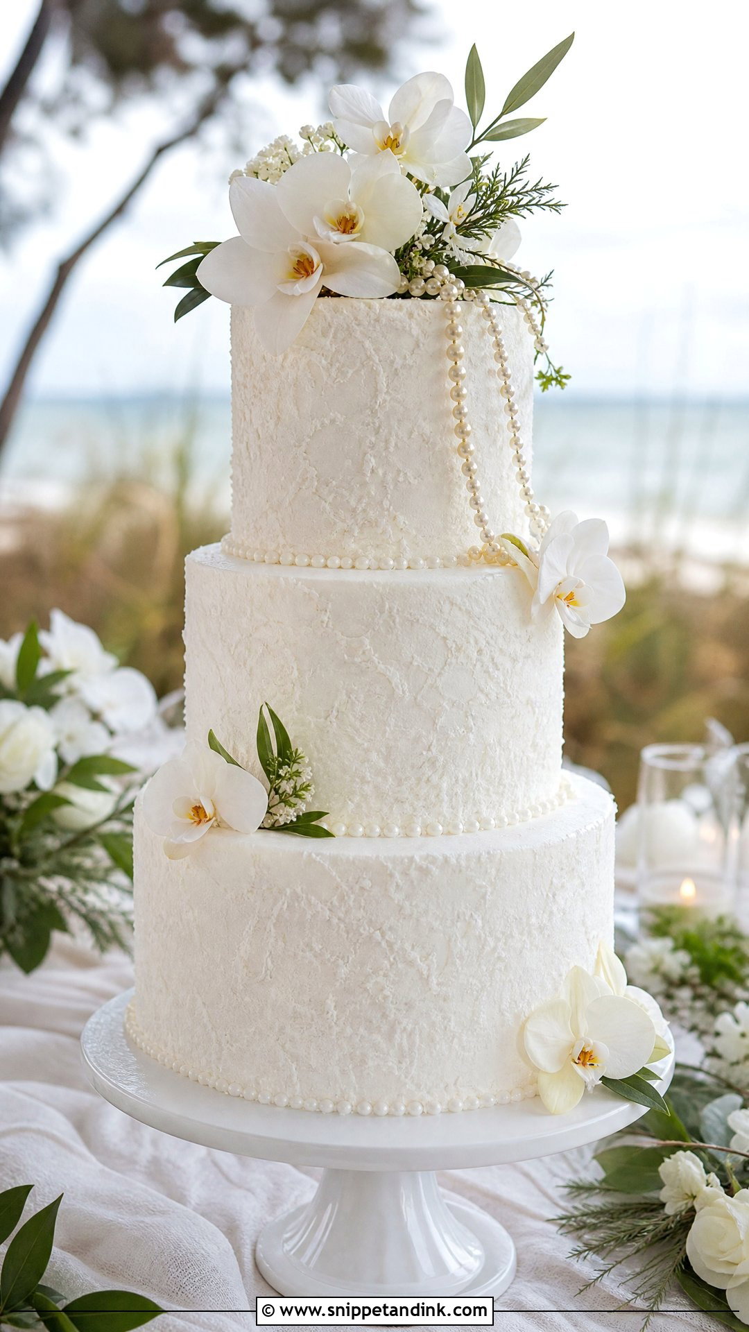 Three Tier Coconut Torte Wedding Cake - Snippet and Ink - 20 Tier Torte Ideas for Wedding