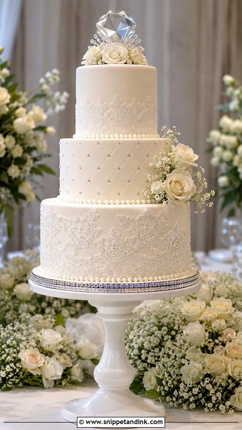 Three Tier Diamond Anniversary Cake - Snippet and Ink - 20 Diamond Wedding Anniversary Cake Ideas