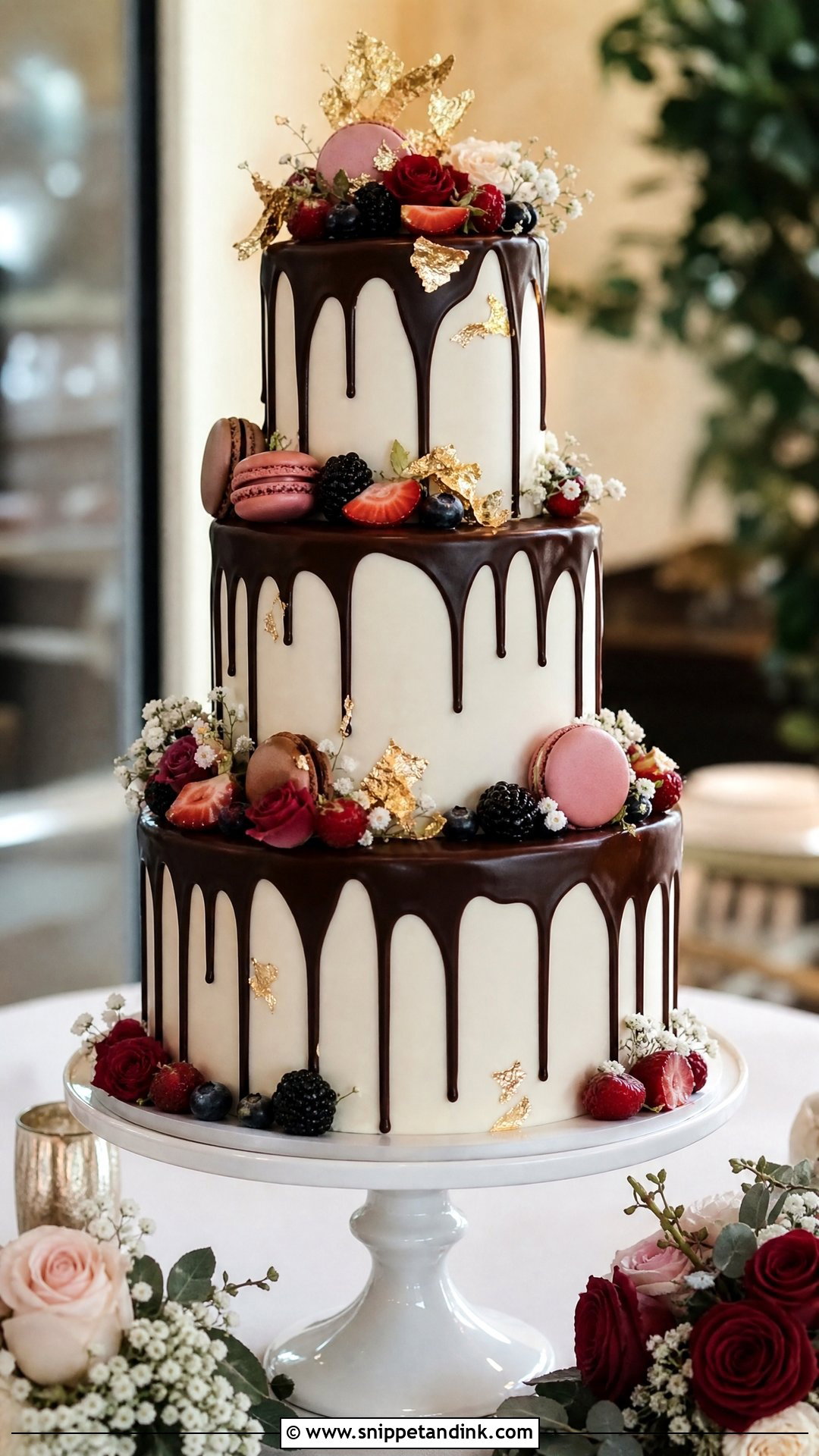 Three Tier Drip Torte Wedding Cake - Snippet and Ink - 20 Tier Torte Ideas for Wedding