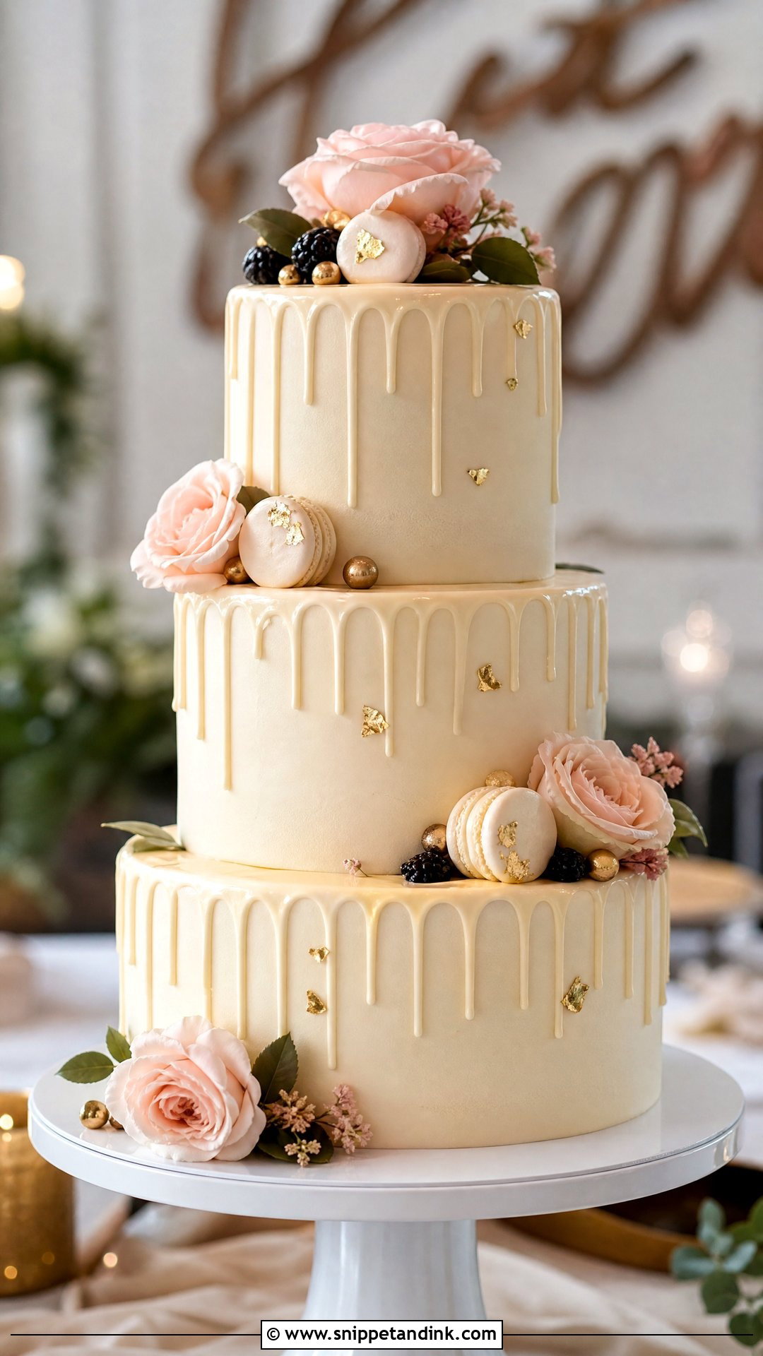 Three Tier Drip Wedding Cake - Snippet and Ink - 20 Three Tier Wedding Cake Ideas