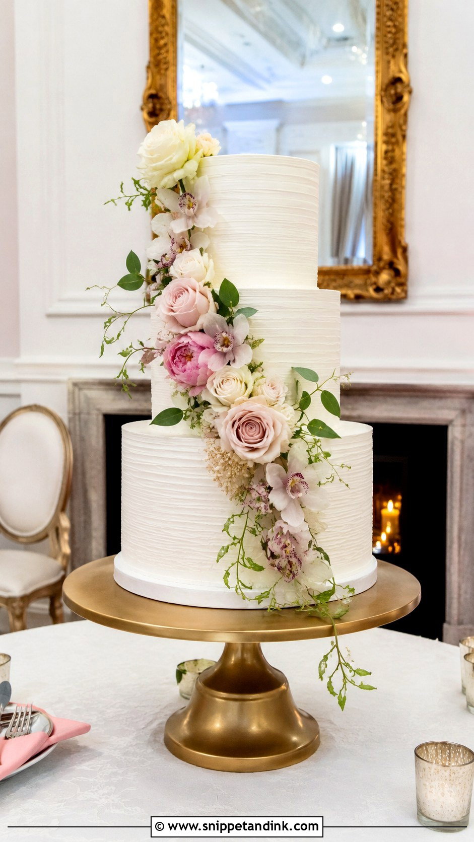 Three Tier Floral Wedding Cake - Snippet and Ink - 20 Modern Floral Wedding Cake Ideas