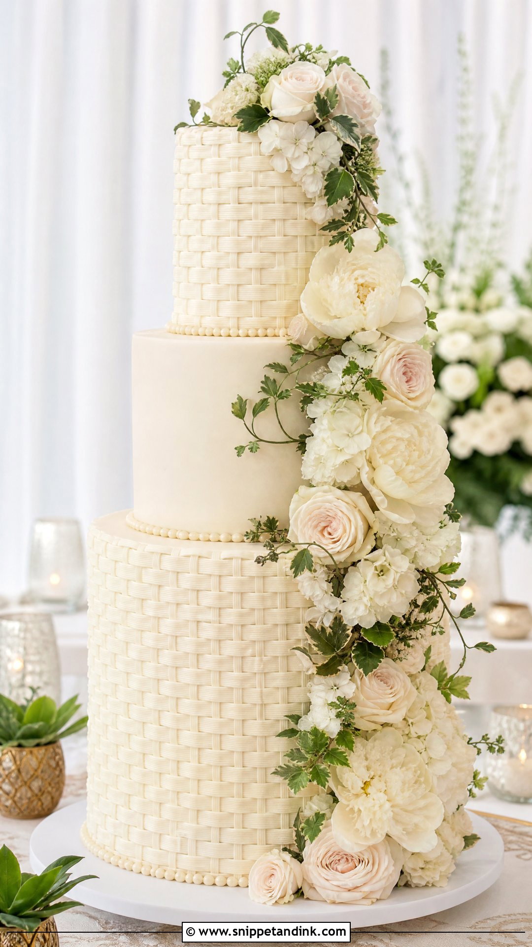 Three Tier Flower Basket Wedding Cake - Snippet and Ink - 25 Flower Basket Cake Ideas for Wedding