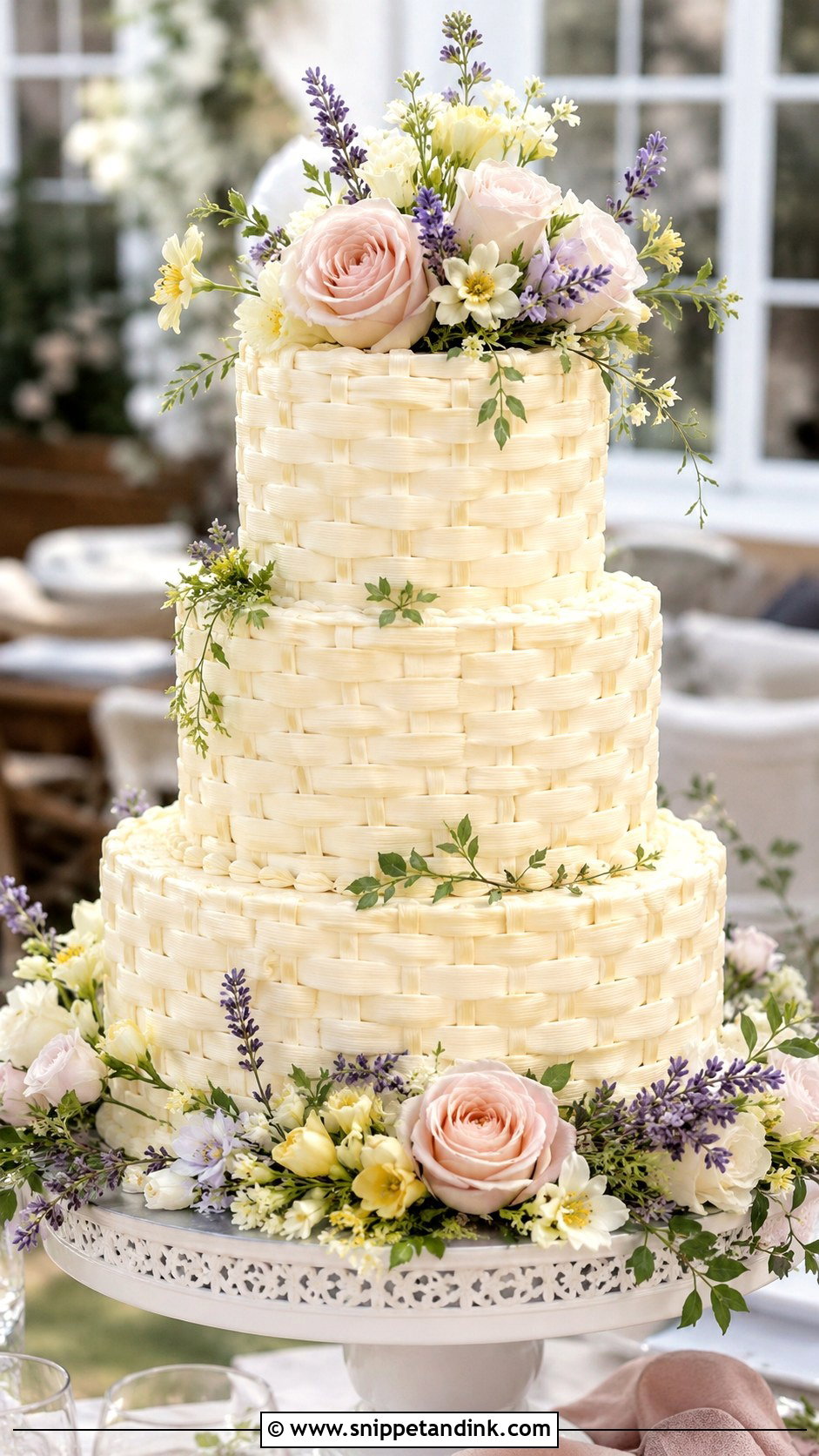Three Tier Flower Basket Wedding Cake - Snippet and Ink - 20 Flower Basket Cake Designs for Wedding