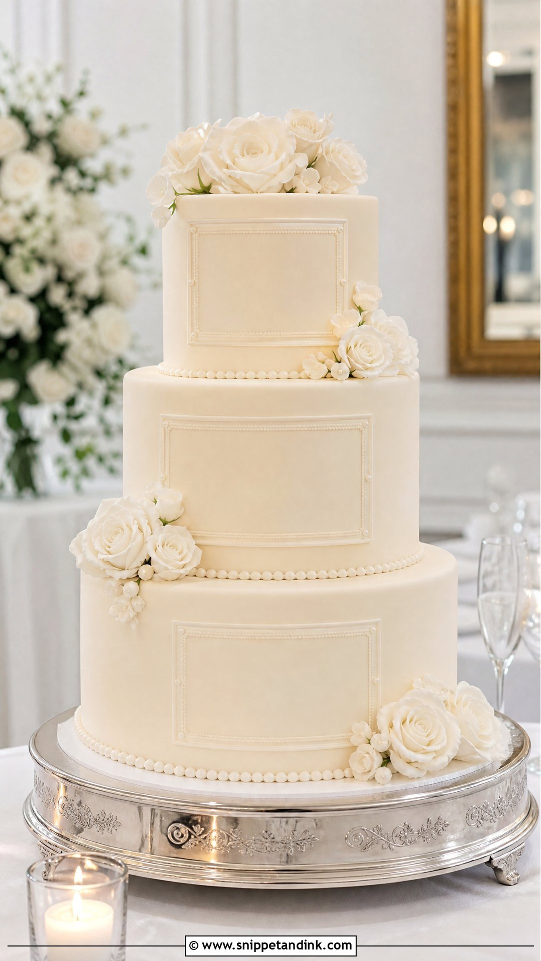 Three Tier Fondant Wedding Cake - Snippet and Ink - 20 Three Tier Wedding Cake Ideas
