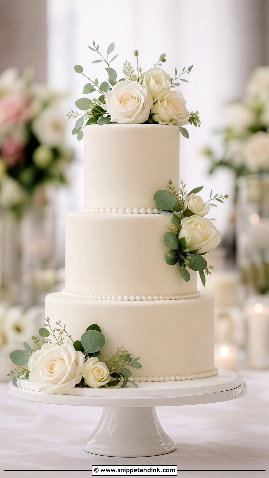 Three Tier Fondant Wedding Cake - Snippet and Ink - 35 Fondant Cakes for Wedding
