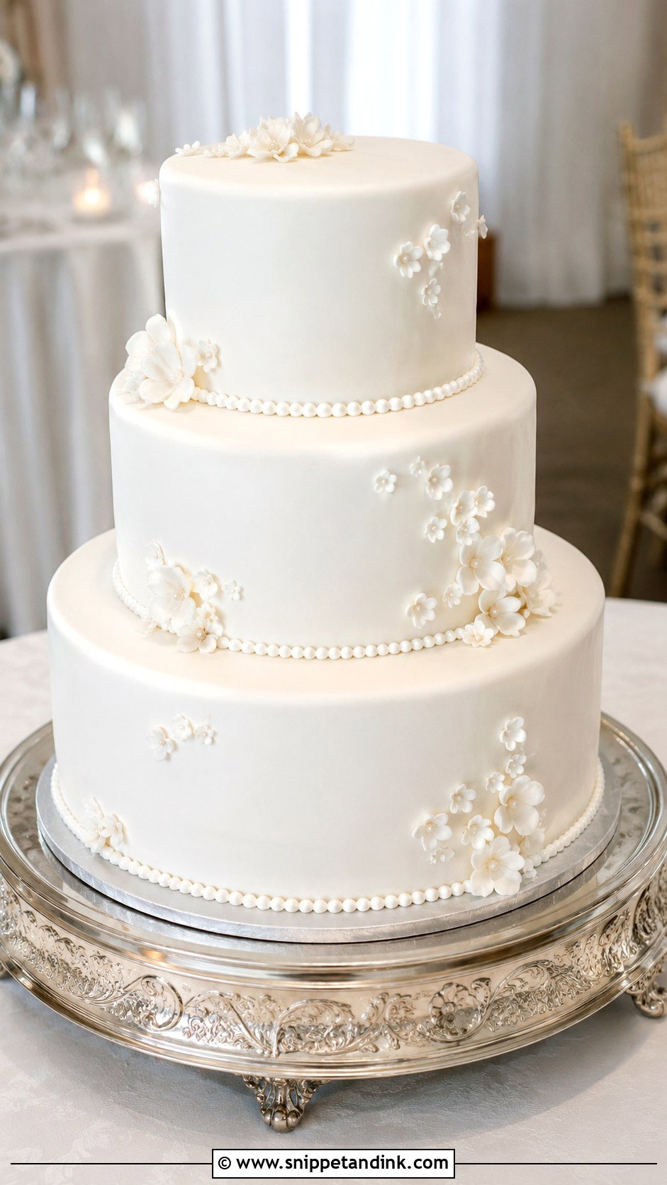 Three Tier Fondant Wedding Cake - Snippet and Ink - 20 Fondant Cake Tutorial Ideas for Wedding