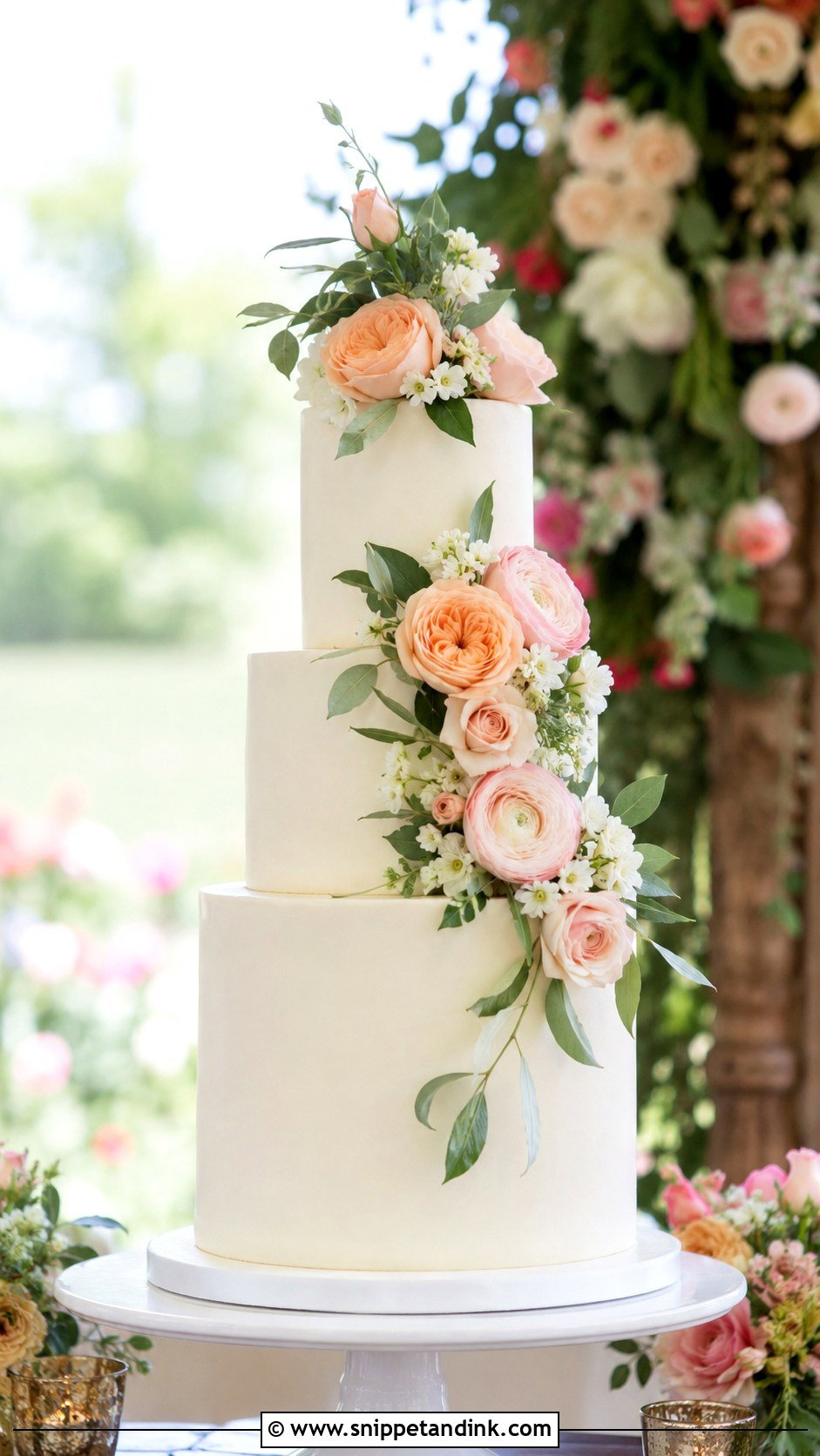Three Tier Garden Wedding Cake - Snippet and Ink - 20 Romantic Garden Wedding Cake Ideas