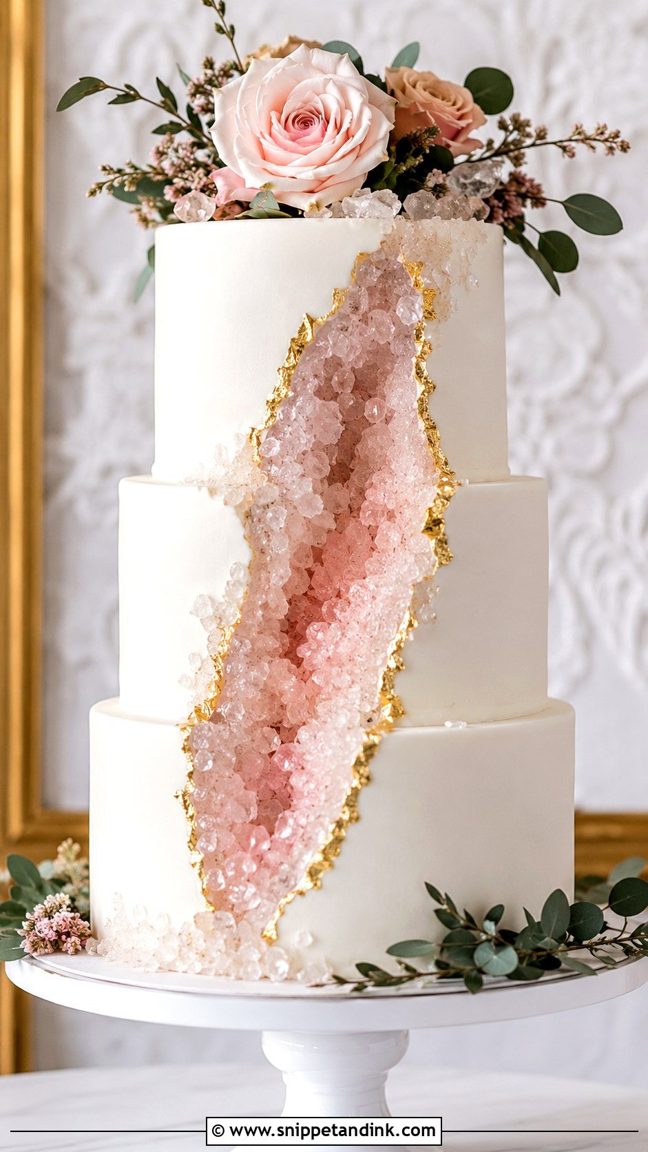 Three Tier Geode Wedding Cake - Snippet and Ink - 30 Geode Wedding Cakes