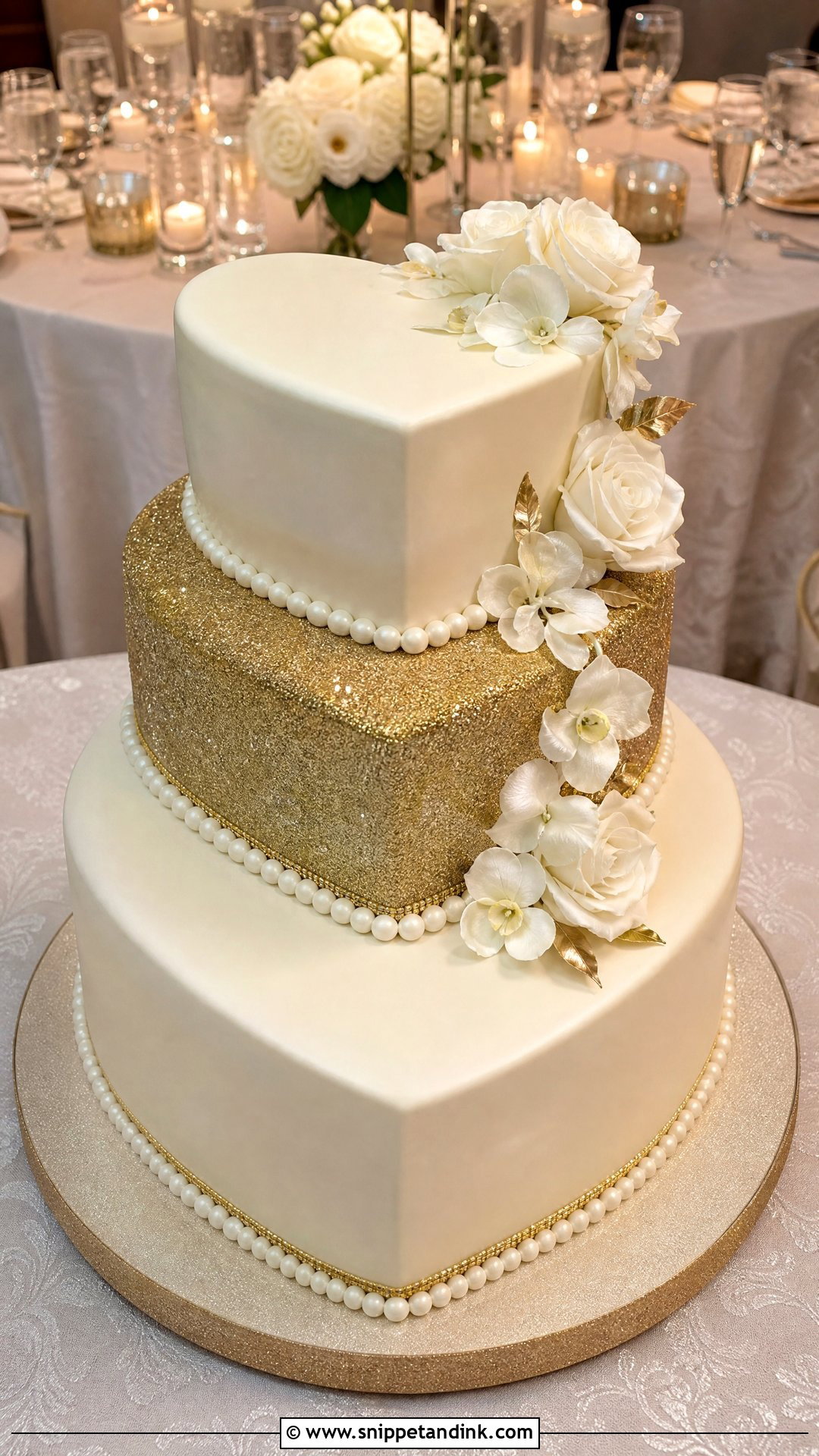 Three Tier Glitter Heart Cake - Snippet and Ink - 25 Glitter Heart Cake Ideas for Wedding
