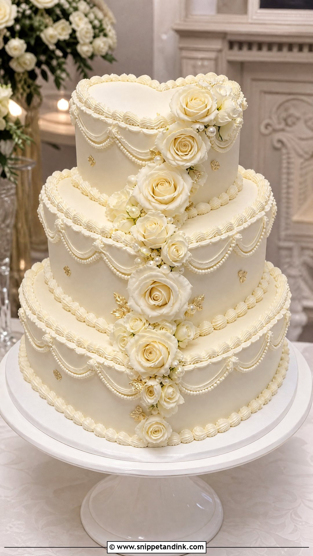 Three Tier Heart Wedding Cake - Snippet and Ink - 25 Hearts Cake Ideas for Wedding