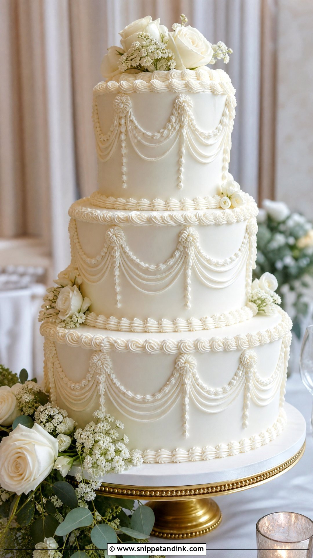 Three Tier Lambeth Wedding Cake - Snippet and Ink - 20 Lambeth Wedding Cake Ideas