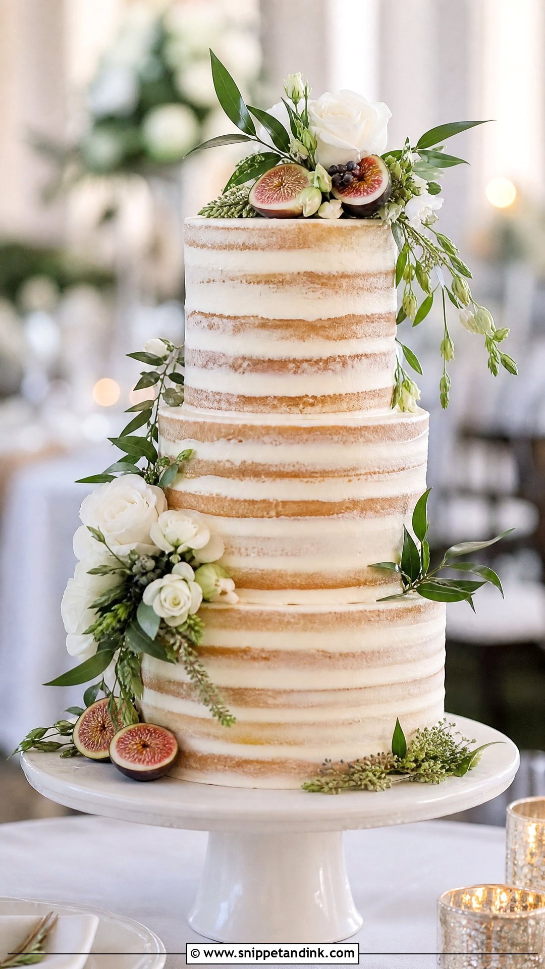 Three Tier Naked Wedding Cake - Snippet and Ink - 25 Naked Wedding Cakes