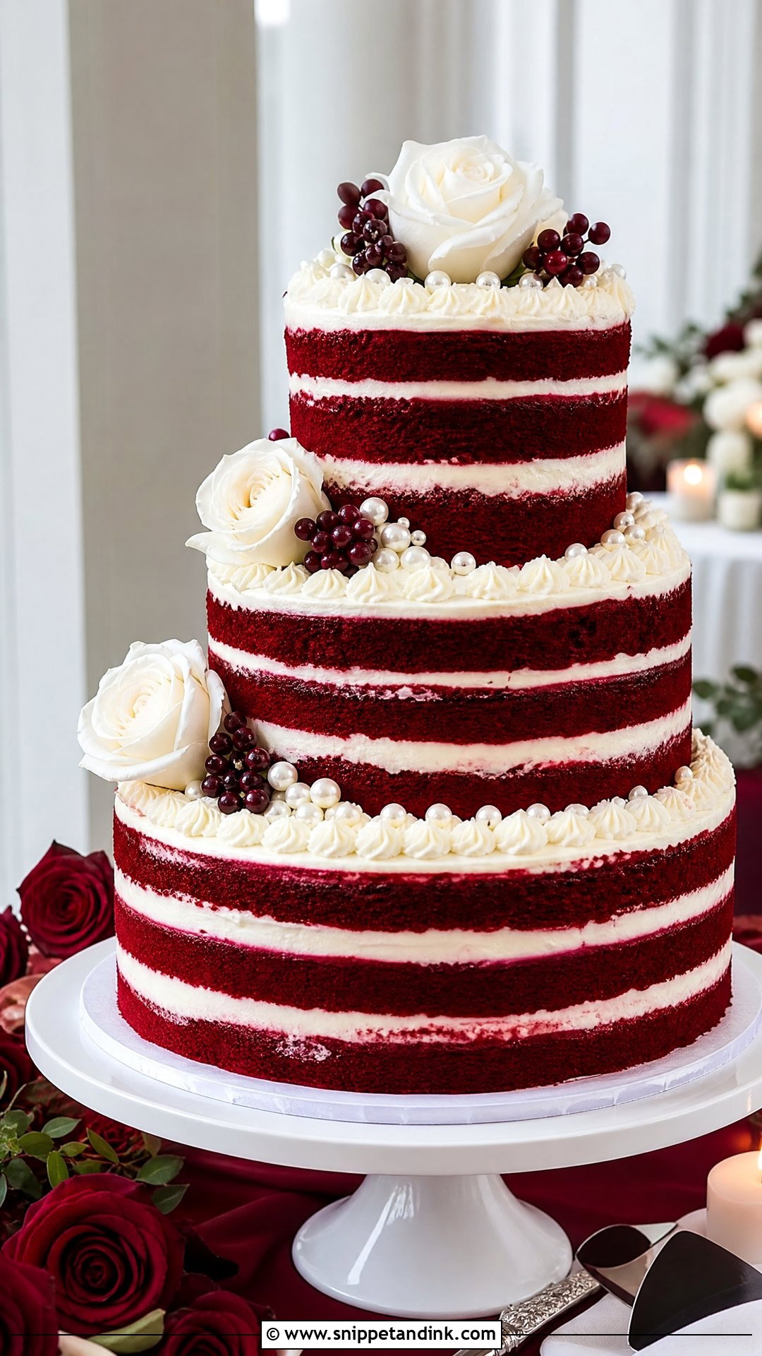 Three Tier Red Velvet Torte Wedding Cake - Snippet and Ink - 20 Tier Torte Ideas for Wedding