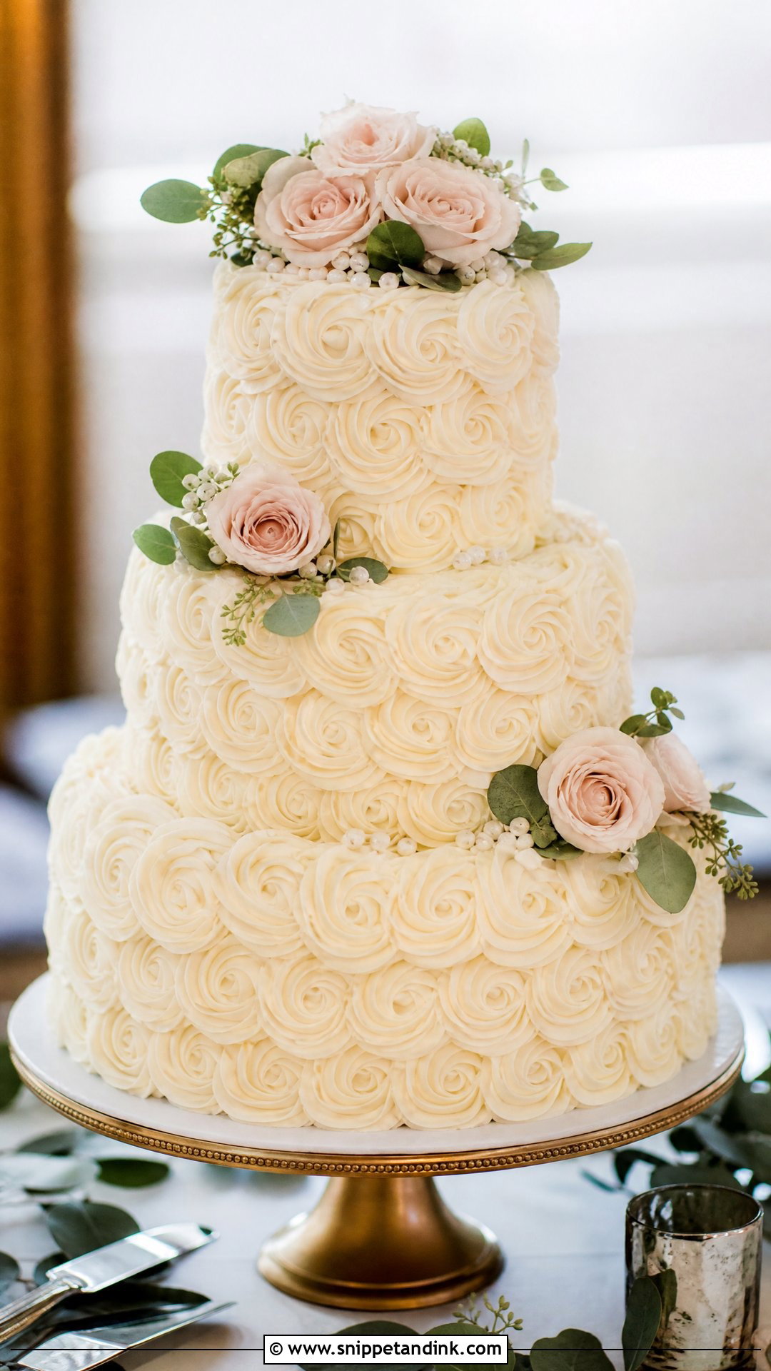 Three Tier Rosette Wedding Cake - Snippet and Ink - 30 Rosette Cake Ideas for Wedding