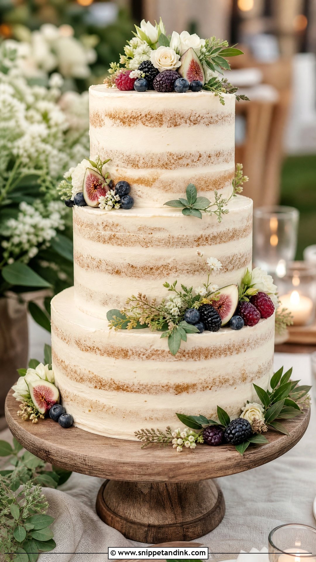 Three Tier Rustic Wedding Cake - Snippet and Ink - 20 Three Tier Wedding Cake Ideas