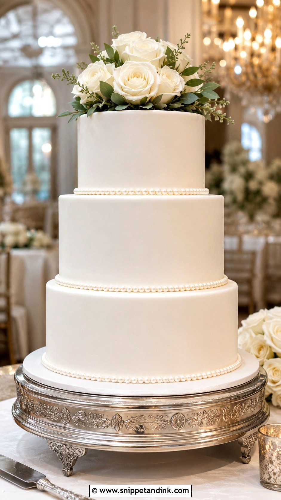 Three Tier Smooth Wedding Cake - Snippet and Ink - 20 Smooth Wedding Cake Ideas