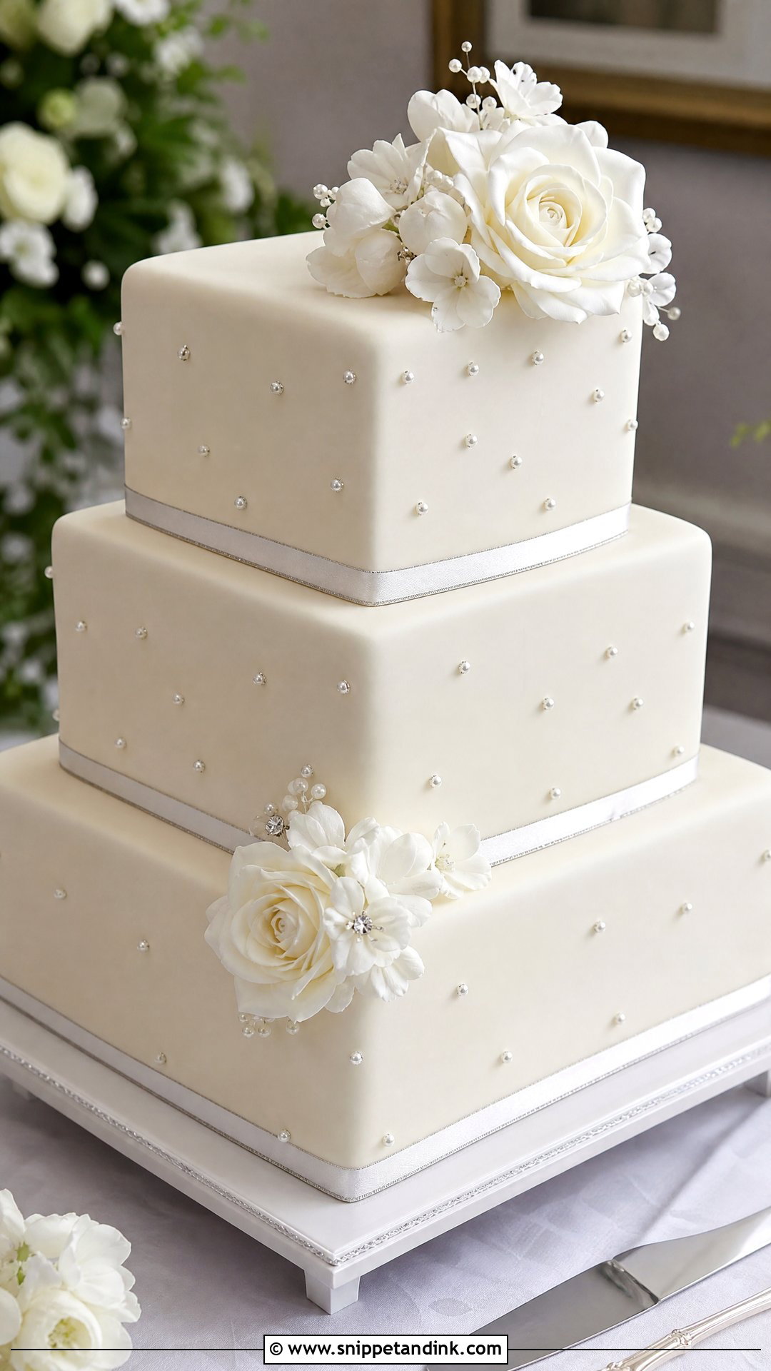 Three Tier Square Wedding Cake - Snippet and Ink - 20 Three Tier Wedding Cake Ideas