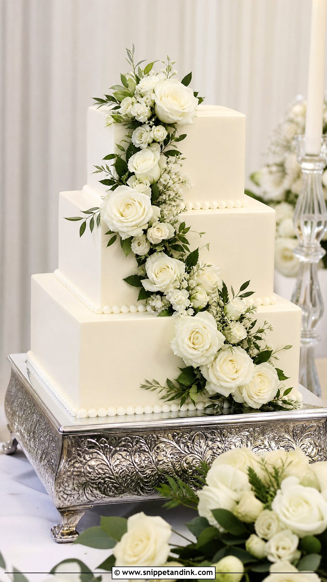 Three Tier Square Wedding Cake - Snippet and Ink - 20 Square Wedding Cakes