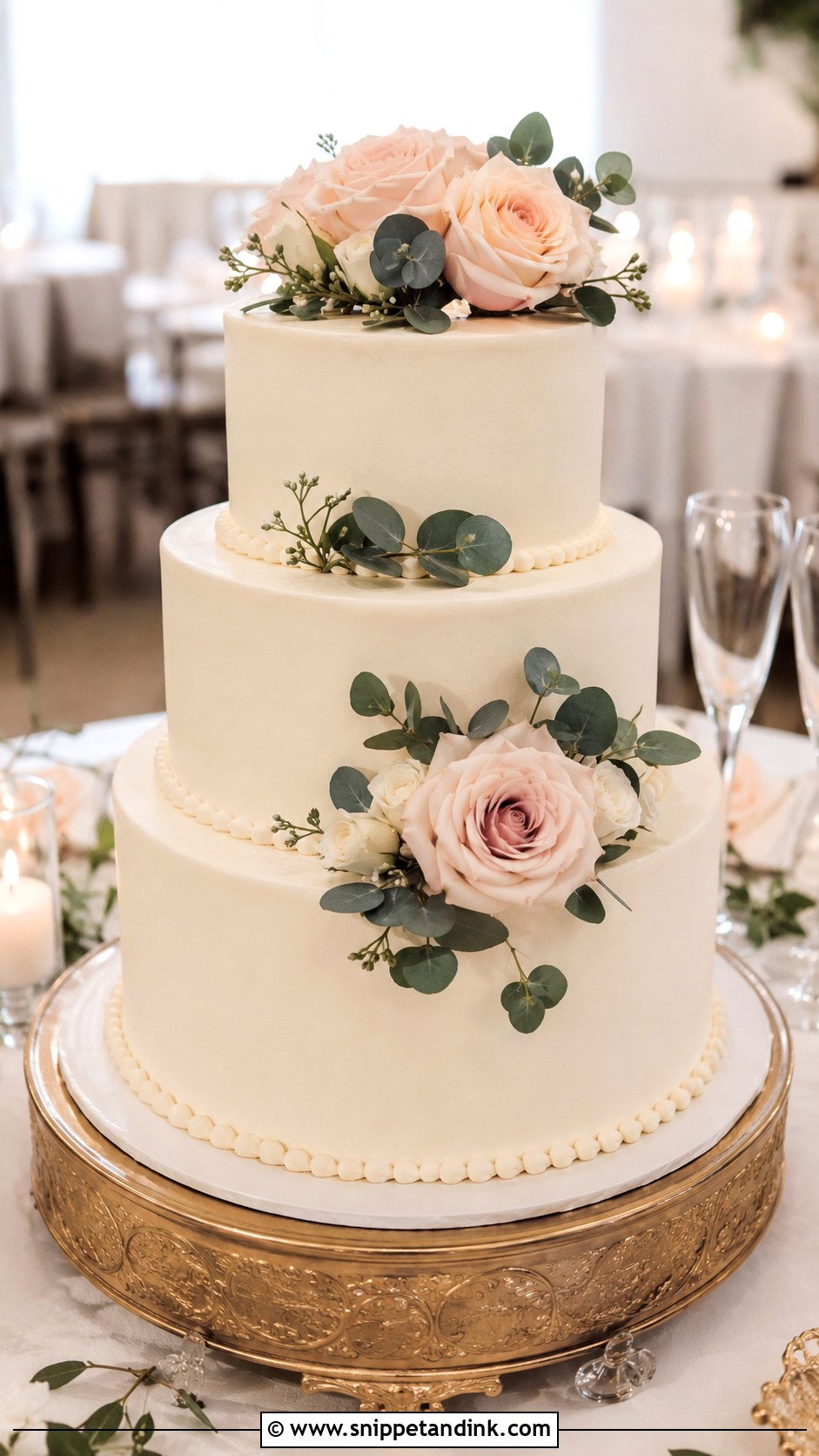 Three Tier Stacked Wedding Cake - Snippet and Ink - 20 Stacking Wedding Cakes Ideas