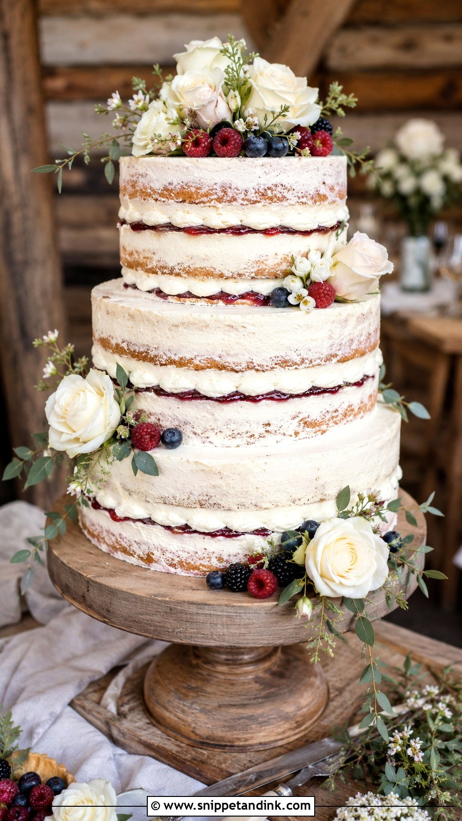 Three Tier Victoria Sponge Wedding Cake - Snippet and Ink - 20 Rustic Victoria Sponge Wedding Cake Ideas
