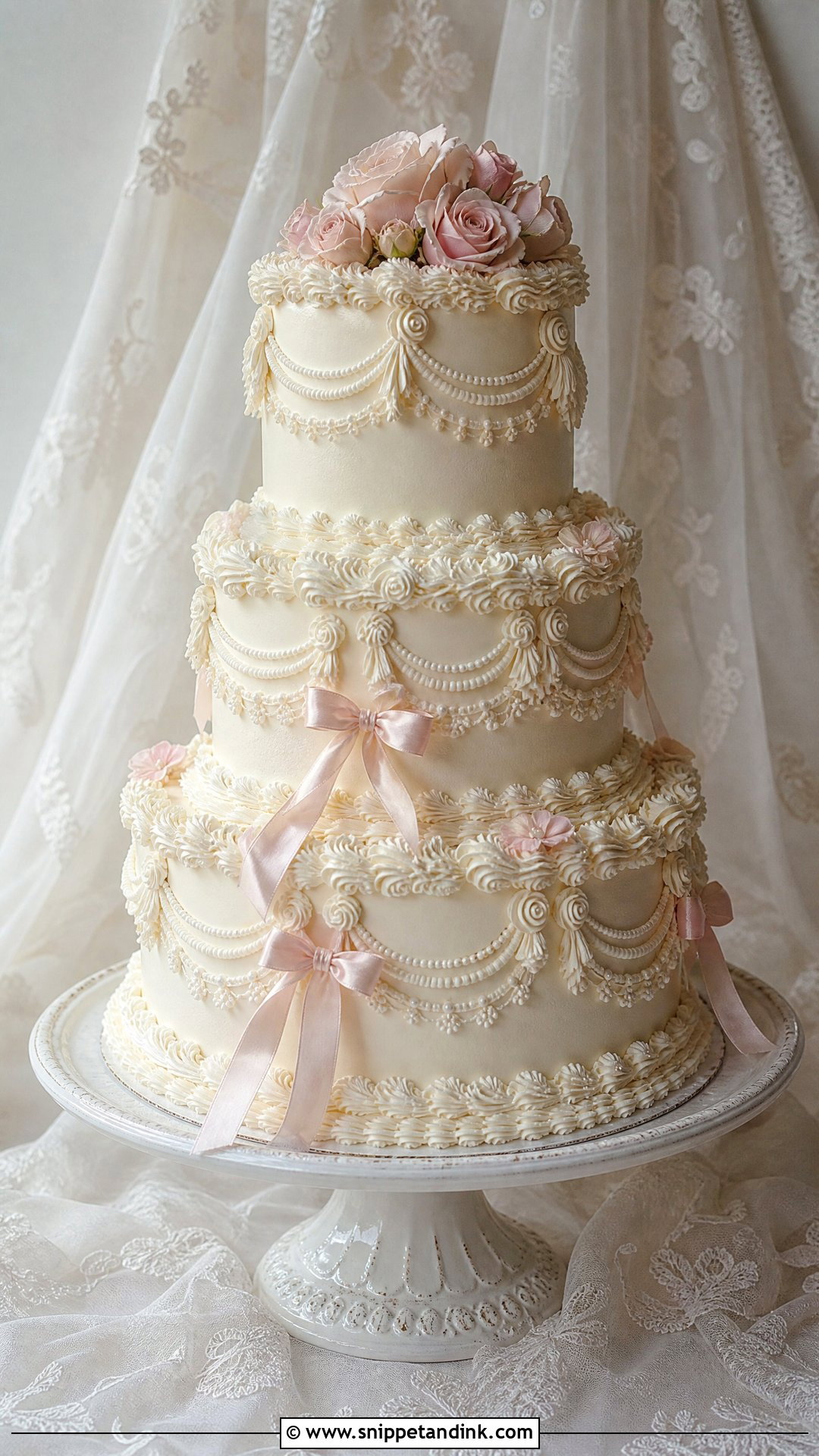 Three Tier Vintage Wedding Cake - Snippet and Ink - 20 Three Tier Wedding Cake Ideas
