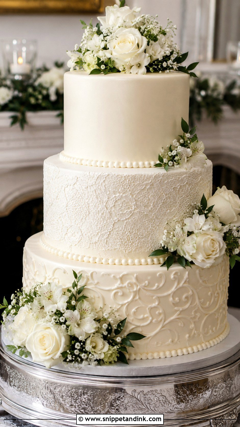 Three Tier Wedding Cake - Snippet and Ink - 20 Classic Wedding Cake Ideas
