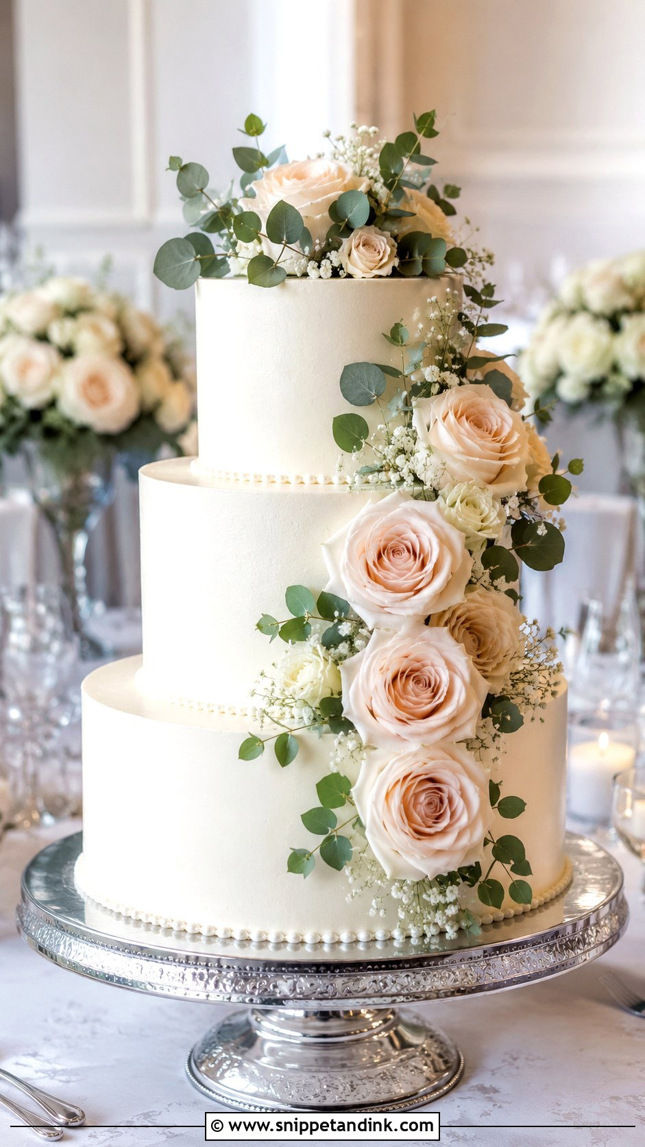 Three Tier Wedding Cake - Snippet and Ink - 20 Wedding Cake Designs