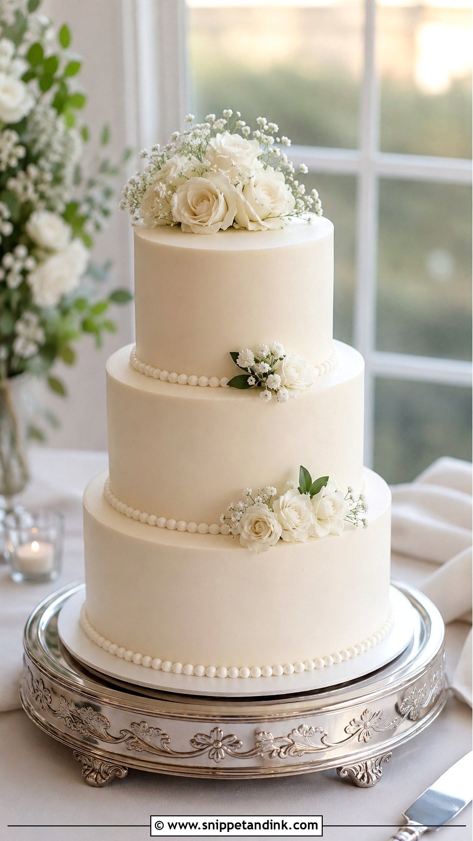 Three Tier Wedding Cake - Snippet and Ink - 30 Elegant Wedding Cake Ideas
