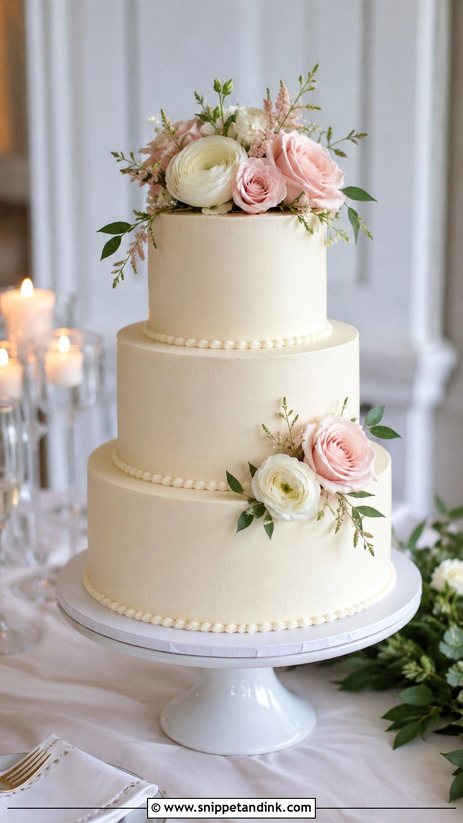 Three Tier Wedding Cake - Snippet and Ink - 20 Classical Wedding Cake Ideas
