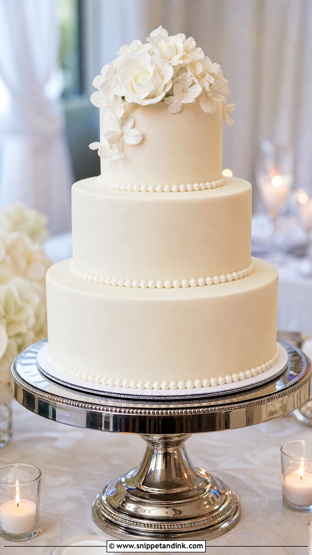 Three Tier Wedding Cake - Snippet and Ink - 35 Wedding Cake Designs