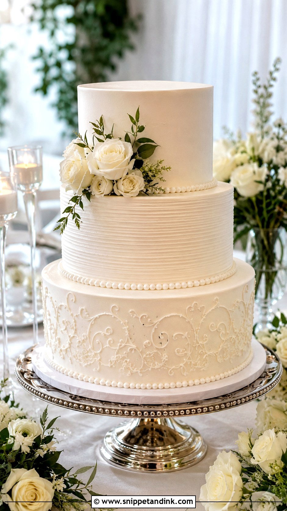 Three Tier Wedding Cake - Snippet and Ink - 20 Most Beautiful Wedding Cakes