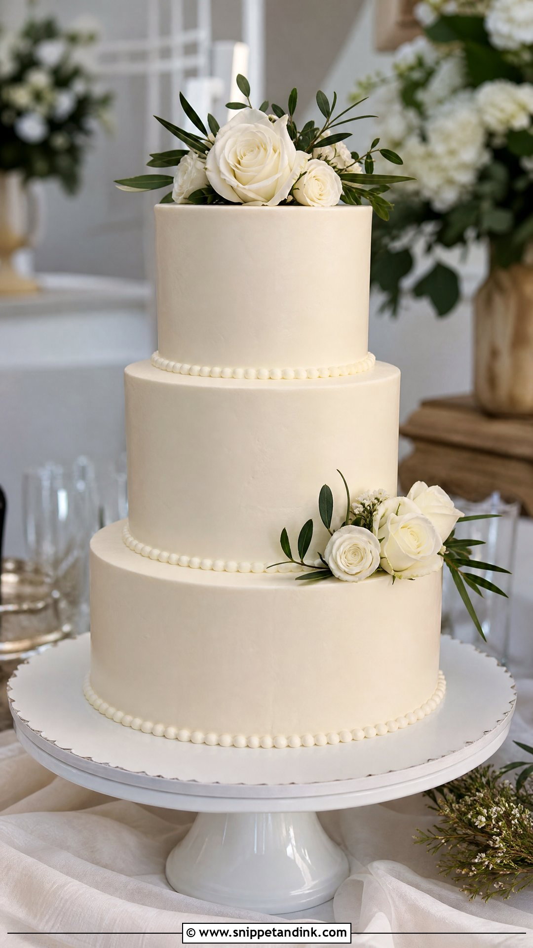 Three Tier Wedding Cake - Snippet and Ink - 20 Simple Elegant Wedding Cake Ideas