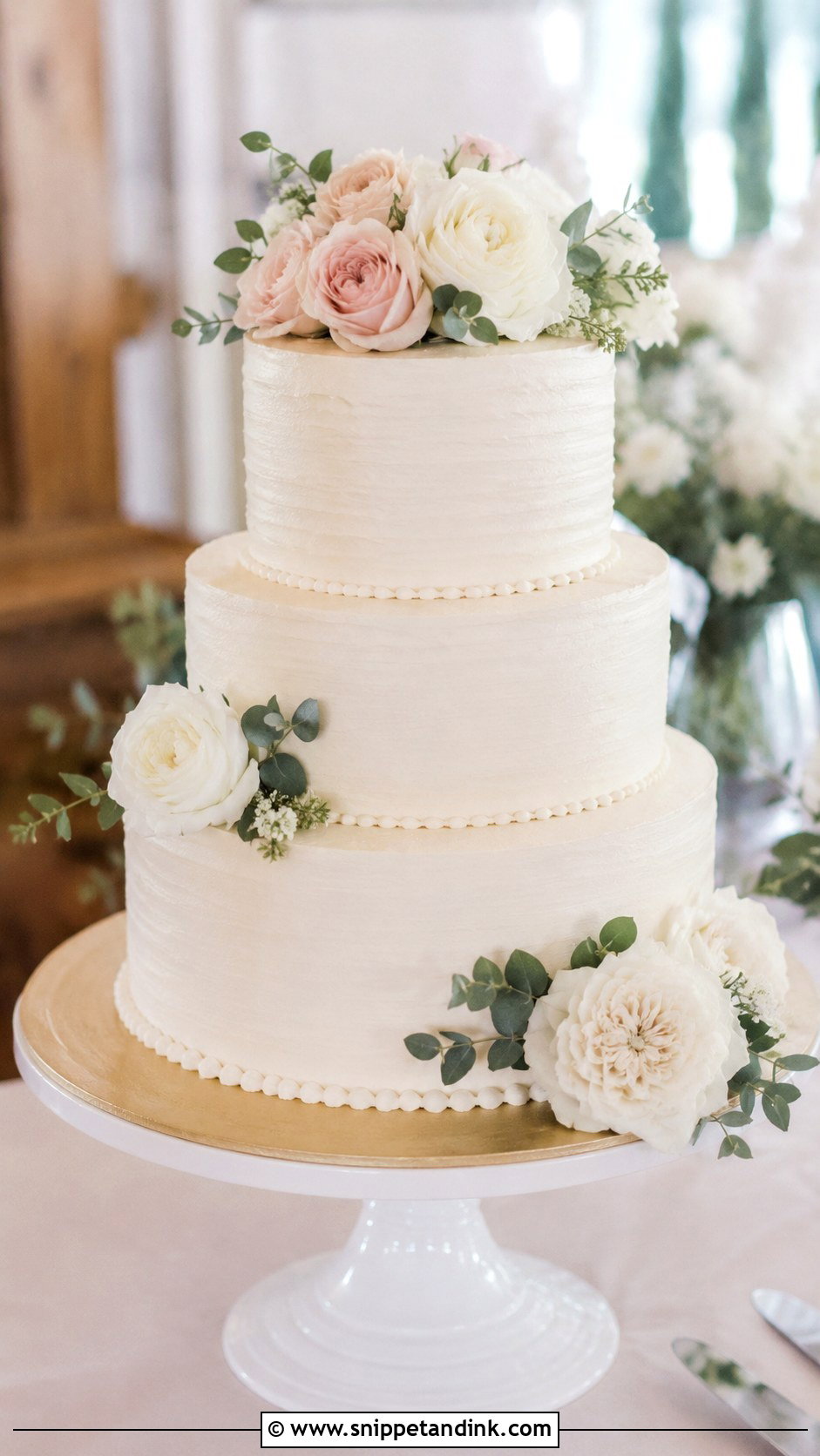 Three Tier Wedding Cake For 100 Guests - Snippet and Ink - 25 Wedding Cake Size Guide