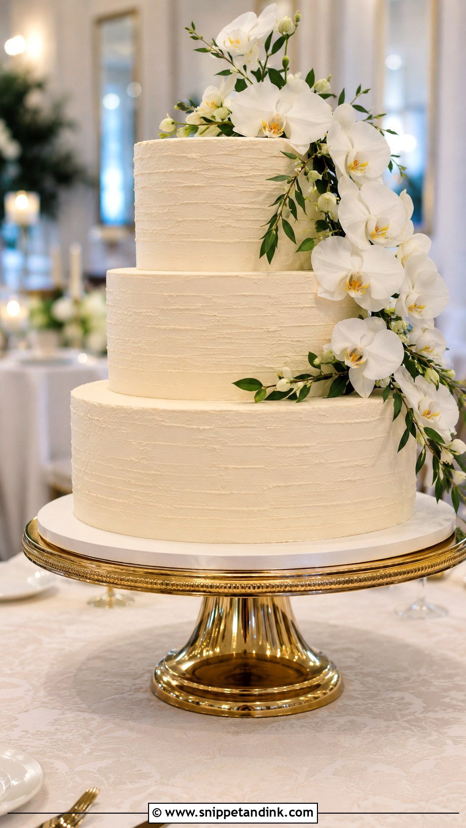 Three Tier Wedding Cake For 120 Guests - Snippet and Ink - 25 Wedding Cake Size Guide