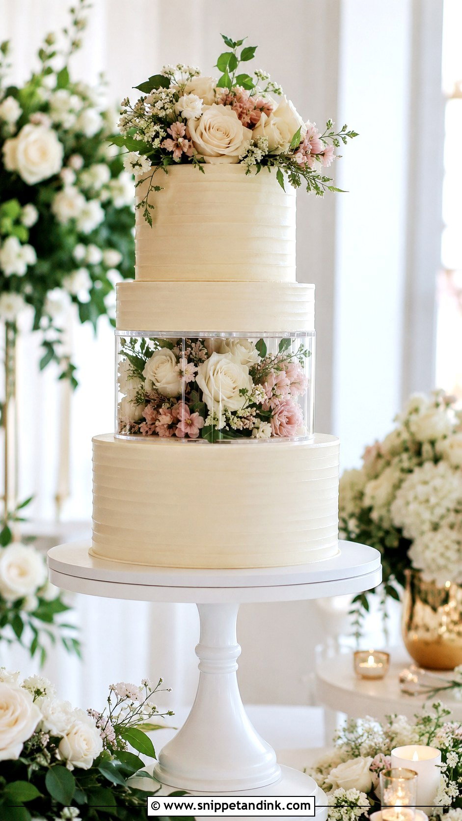 Three Tier Wedding Cake Separator - Snippet and Ink - 25 Wedding Cake Separators