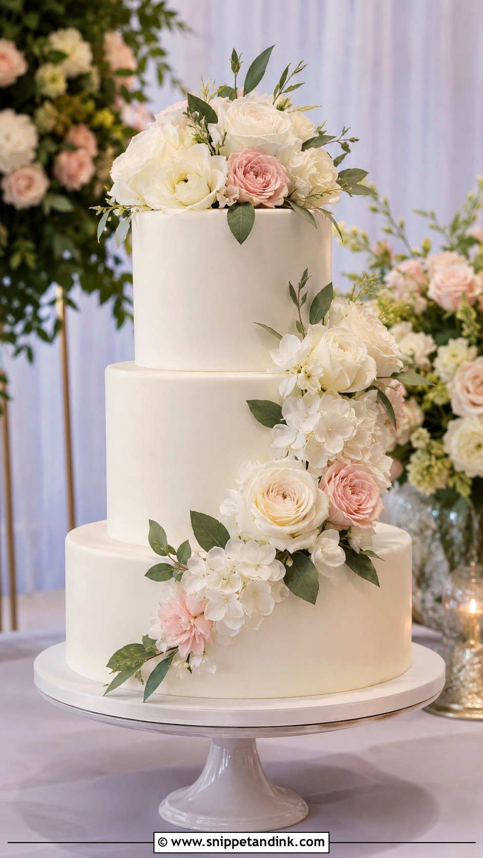 Three Tier Wedding Cake With Artificial Flowers - Snippet and Ink - 20 Wedding Cake Ideas with Artificial Flowers