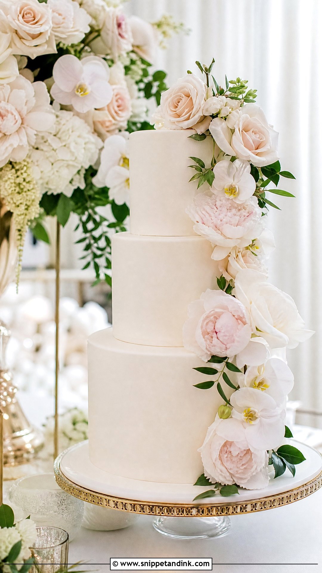 Three Tier Wedding Cake With Flowers - Snippet and Ink - 35 Cakes with Flowers for Wedding