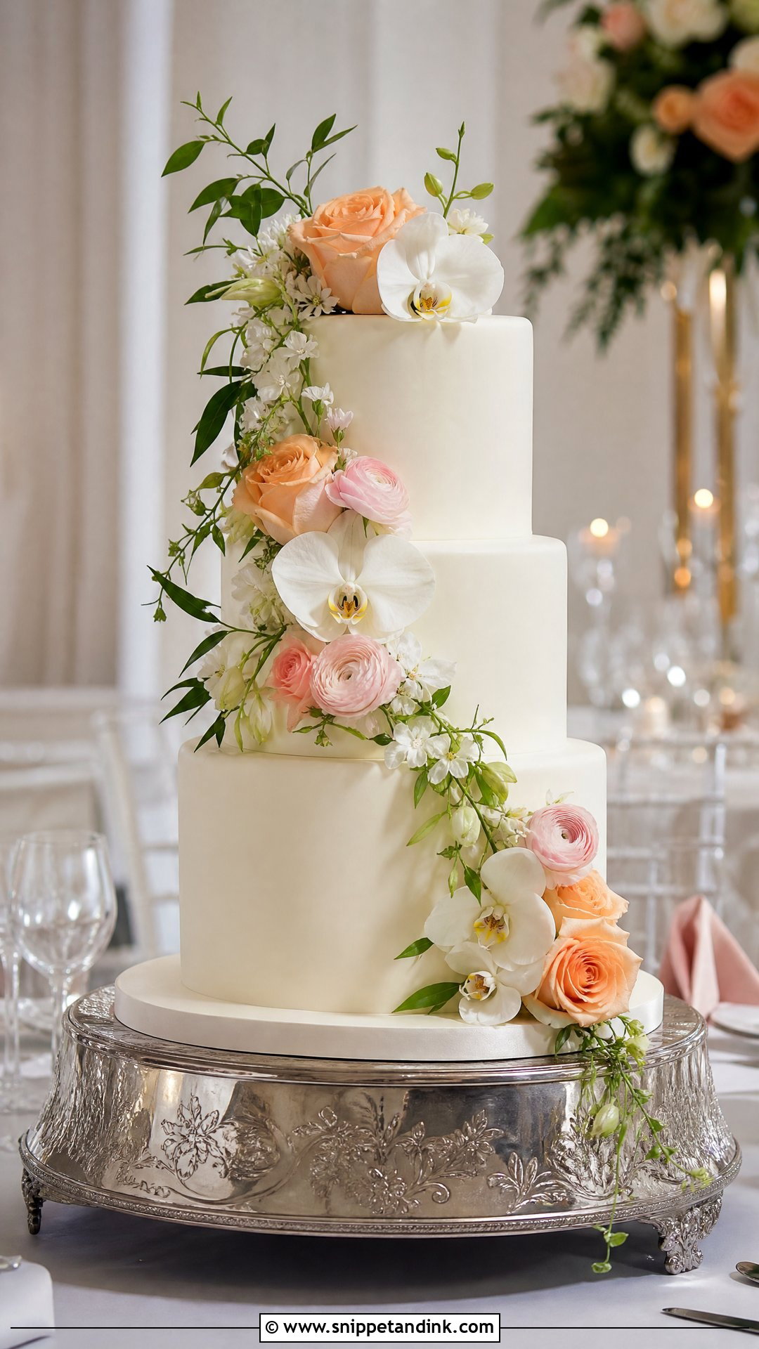 Three Tier Wedding Cake With Flowers - Snippet and Ink - 20 Wedding Cake with Flowers
