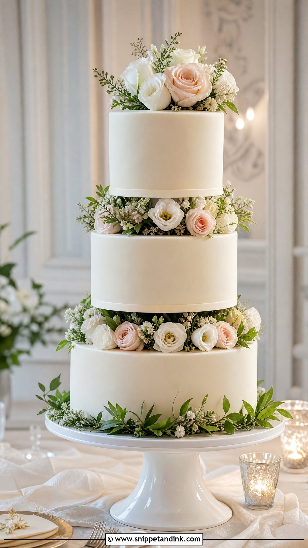 Three Tier Wedding Cake With Fresh Flowers - Snippet and Ink - 25 Cake Ideas with Fresh Flowers for Wedding
